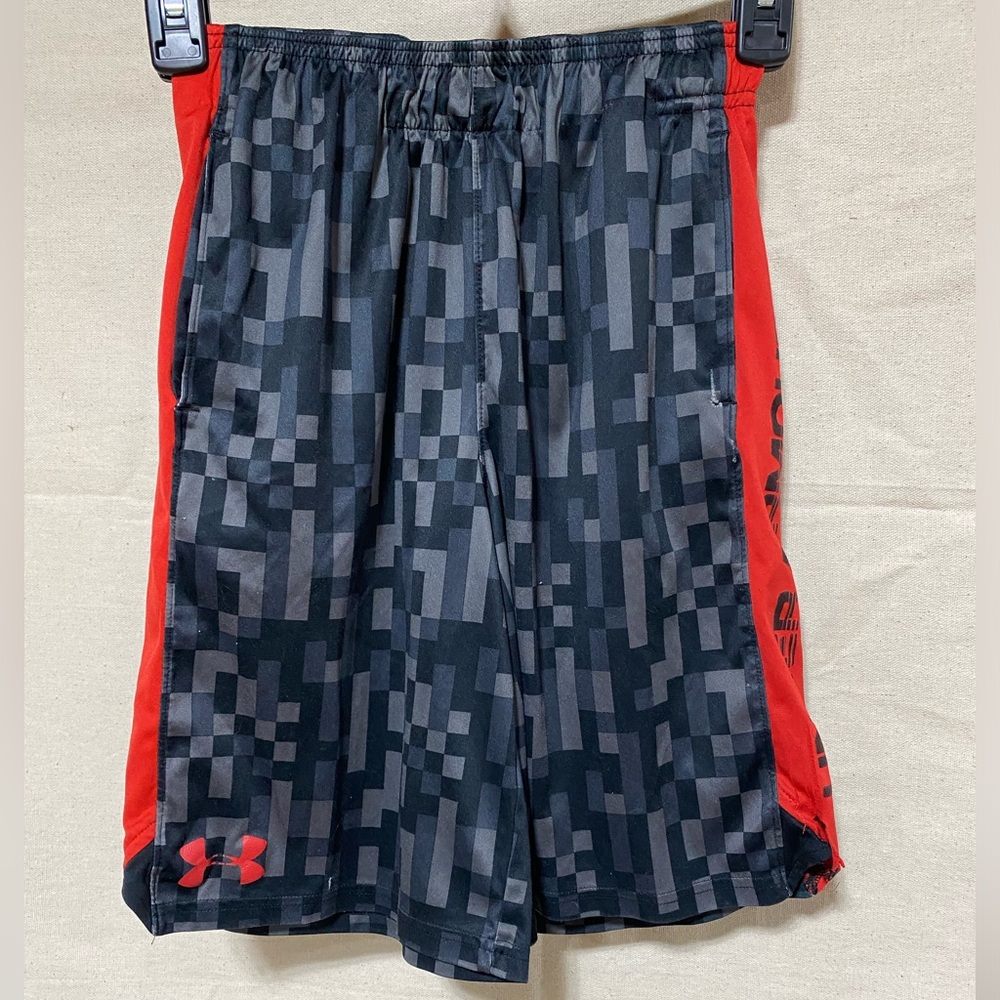 Under Armour Black and Red Geometric Shorts